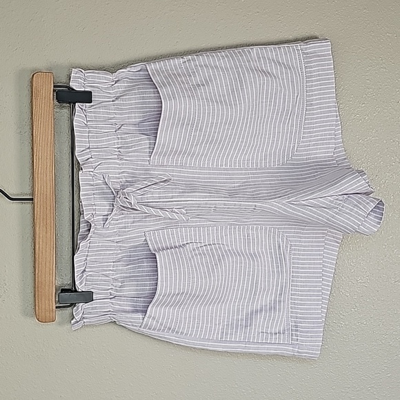 Madewell Stripe-Play Drawstring Pull On Paperbag Shorts - Picture 2 of 9